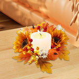 Maxbell Candle Ring Artificial Wreath Harvest Wreath for Party Thanksgiving Tabletop
