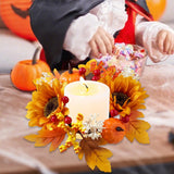 Maxbell Candle Ring Artificial Wreath Harvest Wreath for Party Thanksgiving Tabletop