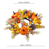 Maxbell Candle Ring Artificial Wreath Pumpkin Autumn Wreath for Tabletop Dining Room