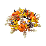 Maxbell Candle Ring Artificial Wreath Pumpkin Autumn Wreath for Tabletop Dining Room