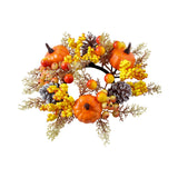 Maxbell Candle Ring Artificial Wreath Pumpkin Autumn Wreath for Tabletop Dining Room