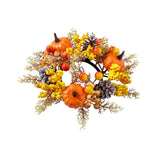 Maxbell Candle Ring Artificial Wreath Pumpkin Autumn Wreath for Tabletop Dining Room