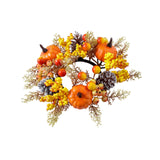 Maxbell Candle Ring Artificial Wreath Pumpkin Autumn Wreath for Tabletop Dining Room