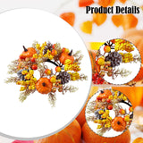 Maxbell Candle Ring Artificial Wreath Pumpkin Autumn Wreath for Tabletop Dining Room