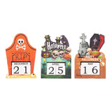 Maxbell Halloween Wooden Ornament Advent Calendar Halloween Gift for Festival Indoor Orange Gravestone