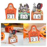 Maxbell Halloween Wooden Ornament Advent Calendar Halloween Gift for Festival Indoor Orange Gravestone