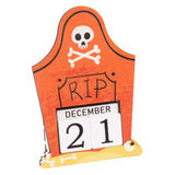 Maxbell Halloween Wooden Ornament Advent Calendar Halloween Gift for Festival Indoor Orange Gravestone