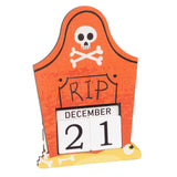 Maxbell Halloween Wooden Ornament Advent Calendar Halloween Gift for Festival Indoor Orange Gravestone