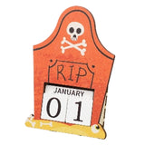 Maxbell Halloween Wooden Ornament Advent Calendar Halloween Gift for Festival Indoor Orange Gravestone