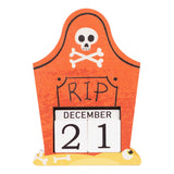 Maxbell Halloween Wooden Ornament Advent Calendar Halloween Gift for Festival Indoor Orange Gravestone