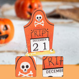 Maxbell Halloween Wooden Ornament Advent Calendar Halloween Gift for Festival Indoor Orange Gravestone