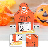 Maxbell Halloween Wooden Ornament Advent Calendar Halloween Gift for Festival Indoor Orange Gravestone