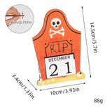 Maxbell Halloween Wooden Ornament Advent Calendar Halloween Gift for Festival Indoor Orange Gravestone