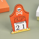 Maxbell Halloween Wooden Ornament Advent Calendar Halloween Gift for Festival Indoor Orange Gravestone