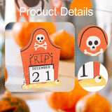 Maxbell Halloween Wooden Ornament Advent Calendar Halloween Gift for Festival Indoor Orange Gravestone
