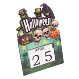 Maxbell Halloween Wooden Ornament Advent Calendar Halloween Gift for Festival Indoor Crow Skull