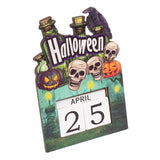 Maxbell Halloween Wooden Ornament Advent Calendar Halloween Gift for Festival Indoor Crow Skull
