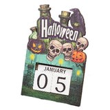 Maxbell Halloween Wooden Ornament Advent Calendar Halloween Gift for Festival Indoor Crow Skull