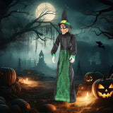 Maxbell Halloween Hanging Witch 67” for Indoor and Outdoor Garden Theme Party Favors Green