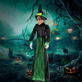 Maxbell Halloween Hanging Witch 67” for Indoor and Outdoor Garden Theme Party Favors Green