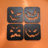 Maxbell 4Pcs Halloween Coasters Coffee Mug Coasters Decorative Cup Coasters for Desk Black