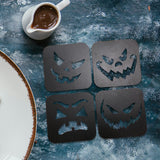 Maxbell 4Pcs Halloween Coasters Coffee Mug Coasters Decorative Cup Coasters for Desk Black