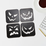 Maxbell 4Pcs Halloween Coasters Coffee Mug Coasters Decorative Cup Coasters for Desk Black