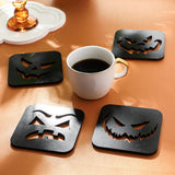 Maxbell 4Pcs Halloween Coasters Coffee Mug Coasters Decorative Cup Coasters for Desk Black