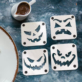 Maxbell 4Pcs Halloween Coasters Coffee Mug Coasters Decorative Cup Coasters for Desk White