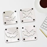 Maxbell 4Pcs Halloween Coasters Coffee Mug Coasters Decorative Cup Coasters for Desk White