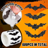 Maxbell 1 Roll of 500 Halloween Bat Stickers for Journal Halloween Party Favor Decor Style A