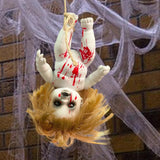 Maxbell Haunted Doll Hanging Creepy Halloween Doll for Home Halloween Indoor Outdoor girl small