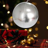 Maxbell Christmas Inflatable Ball Inflatable Xmas Ball for Porch Christmas Tree Yard Silver