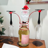 Maxbell Holiday Wine Bottle Glass Holder Kitchen Storage Rack for Bar Shelves Pantry Red Hat