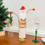 Maxbell Holiday Wine Bottle Glass Holder Kitchen Storage Rack for Bar Shelves Pantry Red Hat