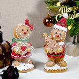 Maxbell Christmas Gingerbread Decoration Cute Tabletop Figure for Window Living Room With Bowknot