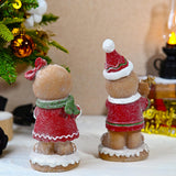 Maxbell Christmas Gingerbread Decoration Cute Tabletop Figure for Window Living Room With Bowknot