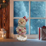 Maxbell Christmas Gingerbread Decoration Cute Tabletop Figure for Window Living Room With Bowknot