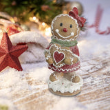 Maxbell Christmas Gingerbread Decoration Cute Tabletop Figure for Window Living Room With Bowknot