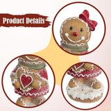 Maxbell Christmas Gingerbread Decoration Cute Tabletop Figure for Window Living Room With Bowknot