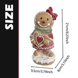 Maxbell Christmas Gingerbread Decoration Cute Tabletop Figure for Window Living Room With Bowknot