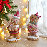 Maxbell Christmas Gingerbread Decoration Cute Tabletop Figure for Window Living Room with Santa Hat