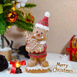 Maxbell Christmas Gingerbread Decoration Cute Tabletop Figure for Window Living Room with Santa Hat