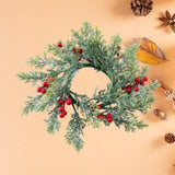 Maxbell Christmas Candle Ring Wreath Kitchen Cabinet Wreath for Chair Window Holiday