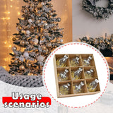 Maxbell 9Pcs Christmas Tree Decorations Charm Pendants for Celebration Wall Birthday Gold