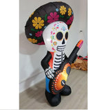 Maxbell Halloween Inflatables Skull Guitar Outdoor Decorations for Holiday Yard Lawn