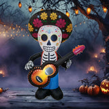 Maxbell Halloween Inflatables Skull Guitar Outdoor Decorations for Holiday Yard Lawn