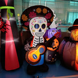 Maxbell Halloween Inflatables Skull Guitar Outdoor Decorations for Holiday Yard Lawn