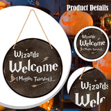 Maxbell Wood Halloween Wizards Welcome Sign Rope Included Clear Printing Wall Plaque