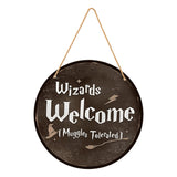 Maxbell Wood Halloween Wizards Welcome Sign Rope Included Clear Printing Wall Plaque